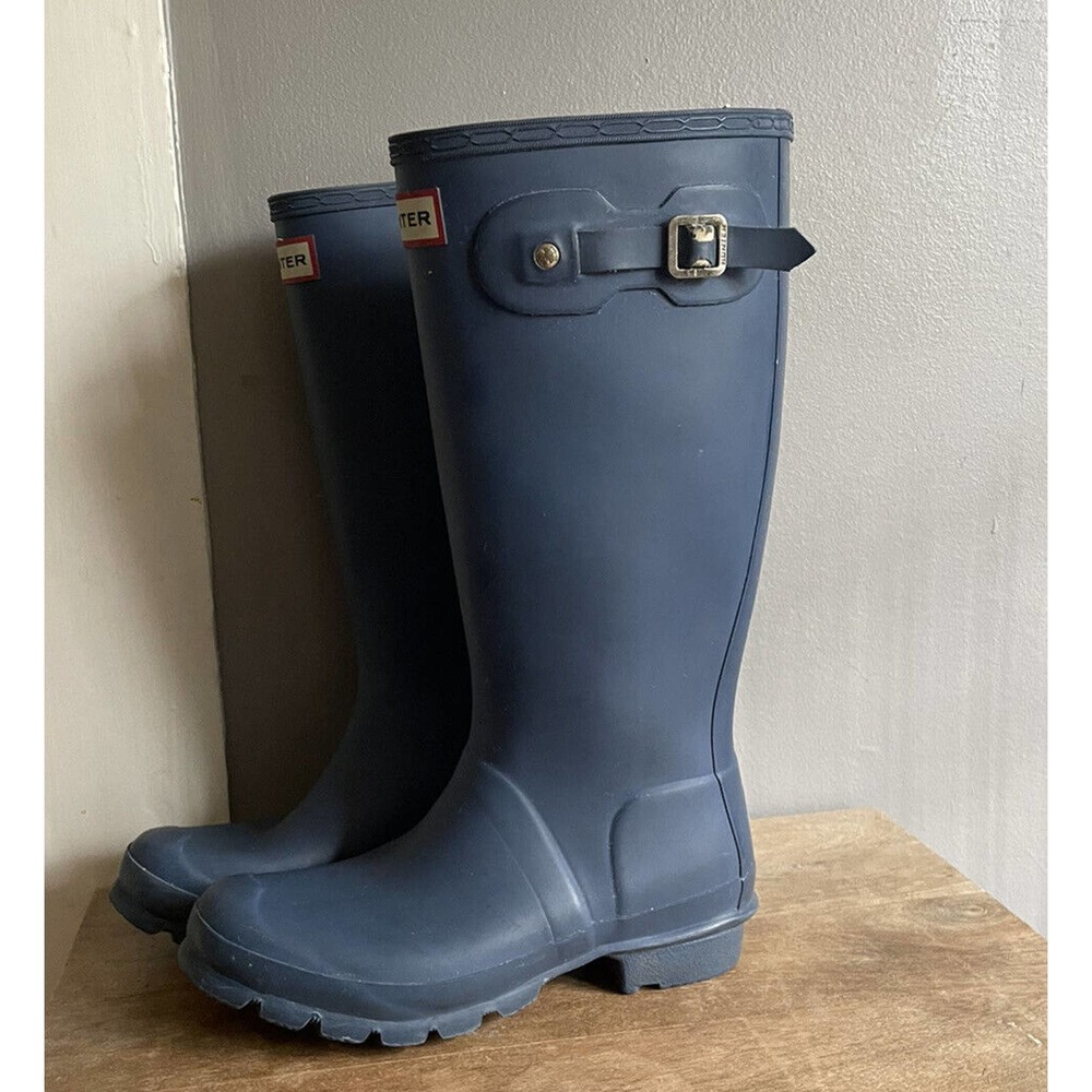 Hunter Youth Navy Blue Boots Girl's 6/Boys 5 EU 37 Matte Navy Blue Tall Unisex